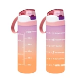 Herevin Matara Çift Renk Boyalı Ölçü Baskılı Yavru Ağzı 750 ML Motivasyon Suluk - 1