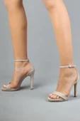 Platform Topuklu Tek Bantlı Ayakkabı Ten Süet - Pirlx thumbnail 2