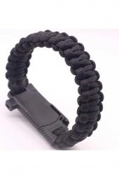 Bıçaklı Düdüklü Pusulalı Paracord Bileklik Siyah thumbnail 4