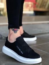 BA0134 BOA Kalın Yüksek Taban Çapraz Bant Siyah Beyaz Erkek Ayakkabı - 2