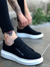 BA0134 BOA Kalın Yüksek Taban Çapraz Bant Siyah Beyaz Erkek Ayakkabı - 1