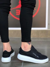 BA0134 BOA Kalın Yüksek Taban Çapraz Bant Siyah Beyaz Erkek Ayakkabı - 3