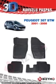 Peugeot 307 Stw Sw 2001-2008 3D Havuzlu Paspas Takımı Bizymo thumbnail 2