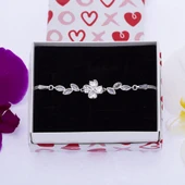 Kalp Yonca Sarmaşık Model Zirkon Taşlı 925 Ayar Gümüş Kadın Bileklik thumbnail 2