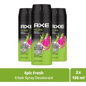 Axe Erkek Deodorant & Bodyspray Epic Fresh 48 Saat Etkileyici Koku 150 ml X3 Adet - 1