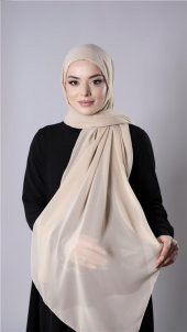 Bej Pratik Hazır Geçmeli Şal Şifon Kumaş Hijab Bone 3009_12 - 4
