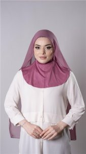 Gül Kurusu Pratik Hazır Geçmeli Şal Şifon Kumaş Hijab Bone 3009_18 - 2