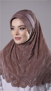 Vizon Pratik Hazır Geçmeli Tesettür Eşarp Fukuro Kumaş Piliseli Çiçek Desenli Lazer Kesim 1829_10 thumbnail 2