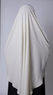 Ekru Pratik Hazır Geçmeli Tesettür Eşarp Medine İpeği Bağcıklı Sufle Hijab 2301_27 - 3