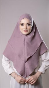 Violet Pratik Hazır Geçmeli Tesettür Eşarp Pamuk Caz Kumaş Çift Katlı Düz Hijab 2303_21 - 1