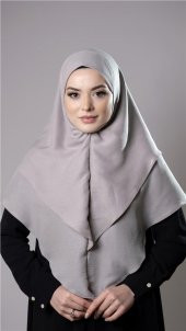 Taş Pratik Hazır Geçmeli Tesettür Eşarp Pamuk Caz Kumaş Çift Katlı Düz Hijab 2303_46 - 1