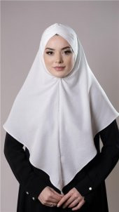 Krem Pratik Hazır Geçmeli Tesettür Eşarp Pamuk Caz Kumaş Tek Katlı Çapraz Hijab 2305_40 - 1