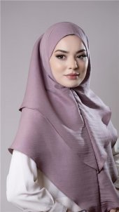 Violet Pratik Hazır Geçmeli Tesettür Eşarp Pamuk Caz Kumaş Çift Katlı Düz Hijab 2303_21 - 3