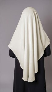 Ekru Pratik Hazır Geçmeli Tesettür Eşarp Aerobin Kumaş  Çapraz Hijab 2307_27 - 4