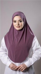 Violet Pratik Hazır Geçmeli Tesettür Eşarp Sandy Kumaş Düz Hijab 2308_21 - 1