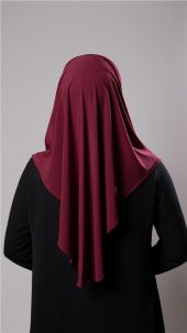 Bordo Pratik Hazır Geçmeli Tesettür Eşarp Sandy Kumaş Düz Hijab 2308_16 - 4