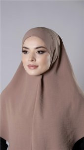 Taba Pratik Hazır Geçmeli Tesettür Eşarp Aerobin Kumaş Düz Hijab 2309_33 - 3