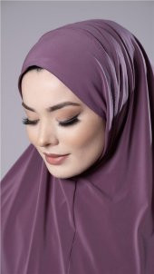 Violet Pratik Hazır Geçmeli Tesettür Eşarp Sandy Kumaş Düz Hijab 2308_21 - 3