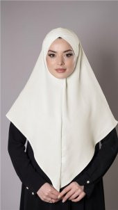 Ekru Pratik Hazır Geçmeli Tesettür Eşarp Aerobin Kumaş  Çapraz Hijab 2307_27 - 1