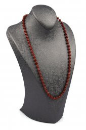 Kahverengi Akik Doğal Taş 6 mm Düğümlü Kolye thumbnail 2