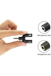 Kulaklık Mikrofon Birleştirici Aparat 3.5mm Erkek 2x3.5mm Dişi Kulaklık Mic Audio Y Splitter Headpho thumbnail 2
