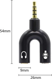 Kulaklık Mikrofon Birleştirici Aparat 3.5mm Erkek 2x3.5mm Dişi Kulaklık Mic Audio Y Splitter Headpho thumbnail 3