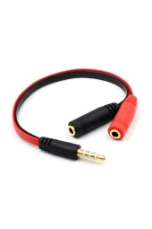 Kulaklık Mikrofon Birleştirici Kablo Aparat 3.5mm Erkek 2x3.5mm Dişi Kulaklık Mic Audio Y Splitter - 1