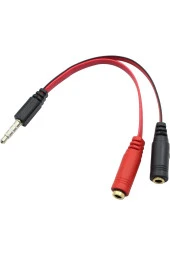 Kulaklık Mikrofon Birleştirici Kablo Aparat 3.5mm Erkek 2x3.5mm Dişi Kulaklık Mic Audio Y Splitter - 2