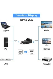 Display Vga Çevirici Displayport To Vga 15 Pin Adaptör Display In Vga Out Dp Erkek Vga Dişi - 4