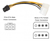 6 Pin - Dual 4 Pin Molex Ide Güç Kablosu 6pin Pcı Express 2 X 4 Pin Molex Lp4 Power Kablo 6 Pinmolex - 2
