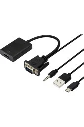 Vga - Hdmı Dönüştürücü Adaptör Çıkış 1080p Vga Erkek - Hdmı Dişi Ses Video Kablosu - 2