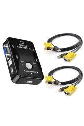 2 Port Usb Kvm Switch 2 In 1 Out Usb 2.0 Kvm Fare Klavye Switcher Kablolar Dahil thumbnail 1