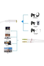 3.5mm Kulaklık Mikrofon Ayırıcı Kablo Aparat 3.5mm Dişi 2x3.5mm Erkek Kulaklık Mic Audio Y Splitter thumbnail 4
