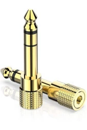 Gold 3.5mm To 6.3mm Çevirici 6.3 Mm Erkek 3.5 Mm Dişi Adaptör Stereo Kulaklık Mikrofon Dönüştürücü thumbnail 1