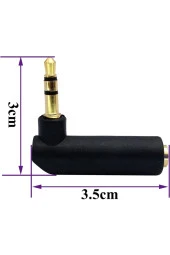 3.5mm Stereo L Aparat 3.5 Mm Stereo 90 Derece Sağ Açılı Çevirici Jak Dişi Erkek L 3 Boğumlu - 3
