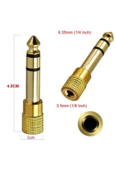 Gold 3.5mm To 6.3mm Çevirici 6.3 Mm Erkek 3.5 Mm Dişi Adaptör Stereo Kulaklık Mikrofon Dönüştürücü thumbnail 5
