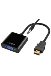 Hdmi To Vga Dönüştürücü Ses Çıklışlı Hdmi Giriş Vga Çıkış Hdmı Vga Kablo Hdmi Erkek Vga Dişi - 5