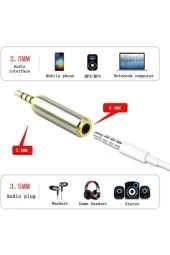 2.5mm To 3.5mm Çevirici Adaptör 2.5mm Erkek 3.5mm Dişi 4 Boğumlu Gold - 4