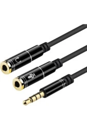 Kulaklık Mikrofon Birleştirici Kablo 3.5 Mm Erkek To 2 X 3.5 Mm Stereo - 2