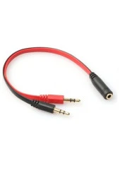 Kulaklık Mikrofon Ayırıcı Y Kablo 3.5 Mm Dişi To 2 X 3.5 Mm Erkek Aparat Headphone - 1