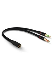 3.5mm Kulaklık Mikrofon Ayırıcı Kablo Aparat 3.5mm Dişi 2x3.5mm Erkek Kulaklık Mic Audio Y Splitter - 5
