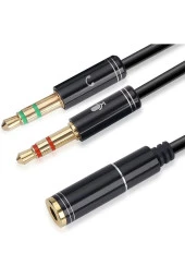 Kulaklık Mikrofon Ayırıcı Kablo Aparat 3.5mm Dişi 2x3.5mm Erkek Kulaklık Mic Audio Y Splitter Headph thumbnail 4