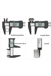 Dijital Kumpas Çap Kalınlık Derinlik Ölçer Hassas Ölçüm 150 Mm - 5