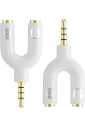 Kulaklık Mikrofon Birleştirici Aparat 3.5mm Erkek 2x3.5mm Dişi Kulaklık Mic Audio Y Splitter Headpho - 1