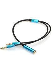 Kulaklık Mikrofon Ayırıcı Kablo Aparat 3.5mm Dişi 2x 3.5mm Erkek Kulaklık Mic Audio Y Splitter thumbnail 1