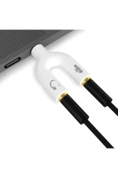 Kulaklık Mikrofon Birleştirici Aparat 3.5mm Erkek 2x3.5mm Dişi Kulaklık Mic Audio Y Splitter Headpho - 4