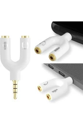 Kulaklık Mikrofon Birleştirici Aparat 3.5mm Erkek 2x3.5mm Dişi Kulaklık Mic Audio Y Splitter Headpho - 5