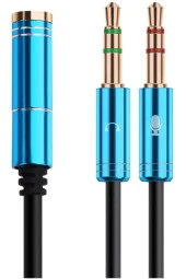 Kulaklık Mikrofon Ayırıcı Kablo Aparat 3.5mm Dişi 2x 3.5mm Erkek Kulaklık Mic Audio Y Splitter thumbnail 2