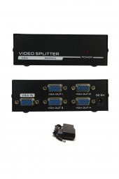 4 Port Vga Splitter Adaptör Destekli Vga Görüntü Çoklayıcı 15 Pin 4lü Vga Çoğaltıcı 1 In 4 Out - 1