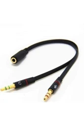 Kulaklık Mikrofon Ayırıcı Kablo Y Splitter Kablo 2 X 3.5 Mm Headphone thumbnail 1